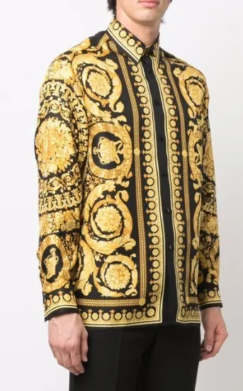 VERSACE  |Silk Street Style Long Sleeves Logo Luxury Shirts