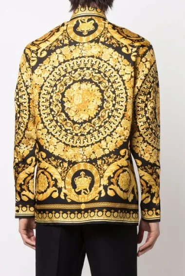 VERSACE  |Silk Street Style Long Sleeves Logo Luxury Shirts