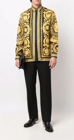 VERSACE  |Silk Street Style Long Sleeves Logo Luxury Shirts