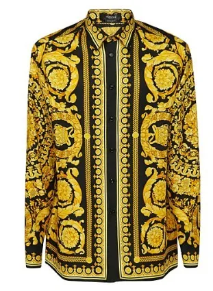 VERSACE  |Silk Street Style Long Sleeves Logo Luxury Shirts