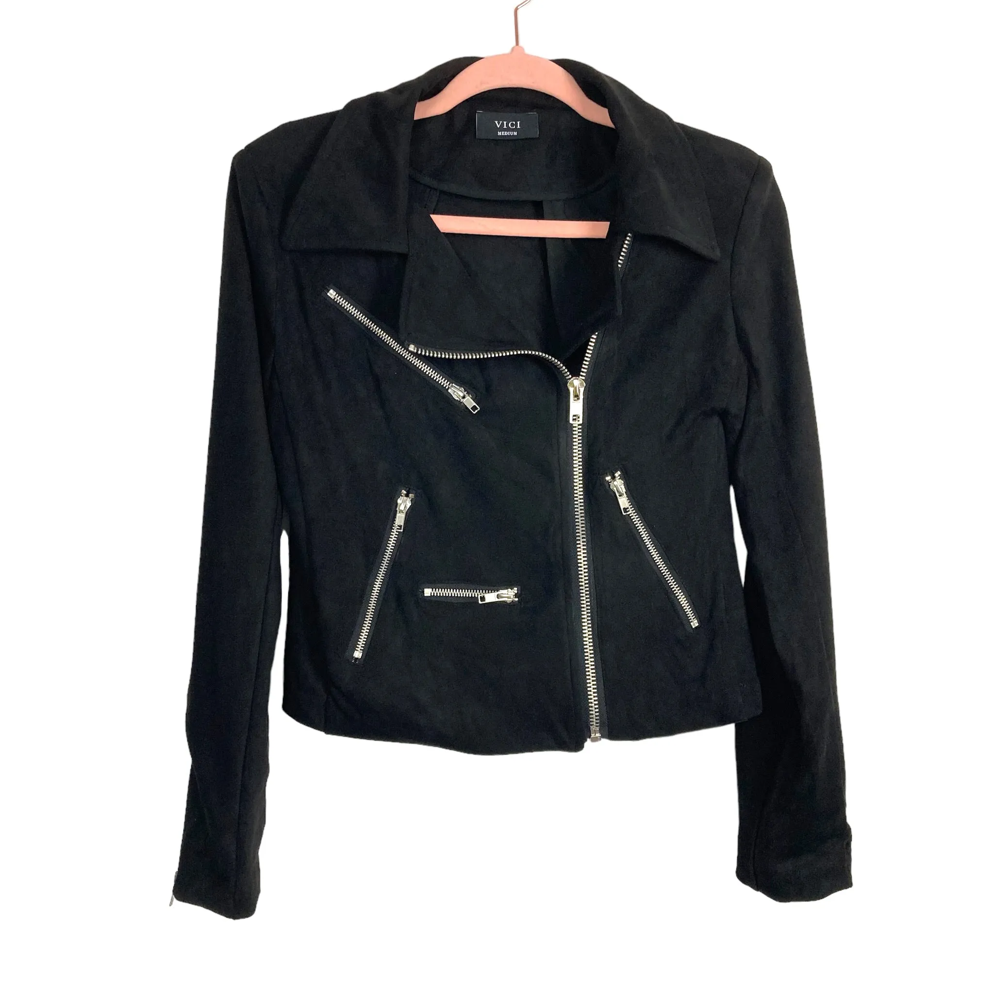 Vici Black Faux Suede Moto Jacket- Size M