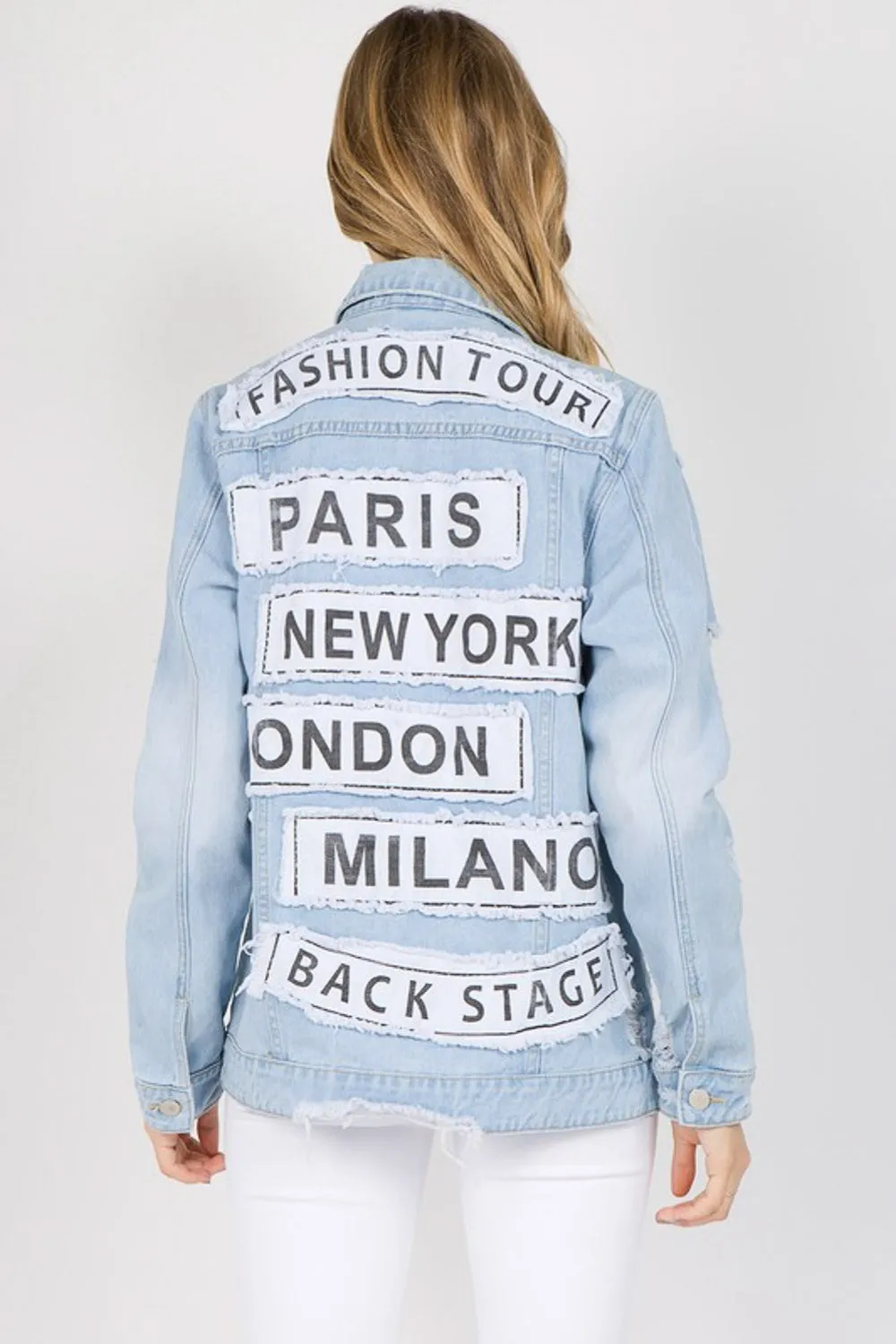 Vintage Patched Distressed Denim Jacket