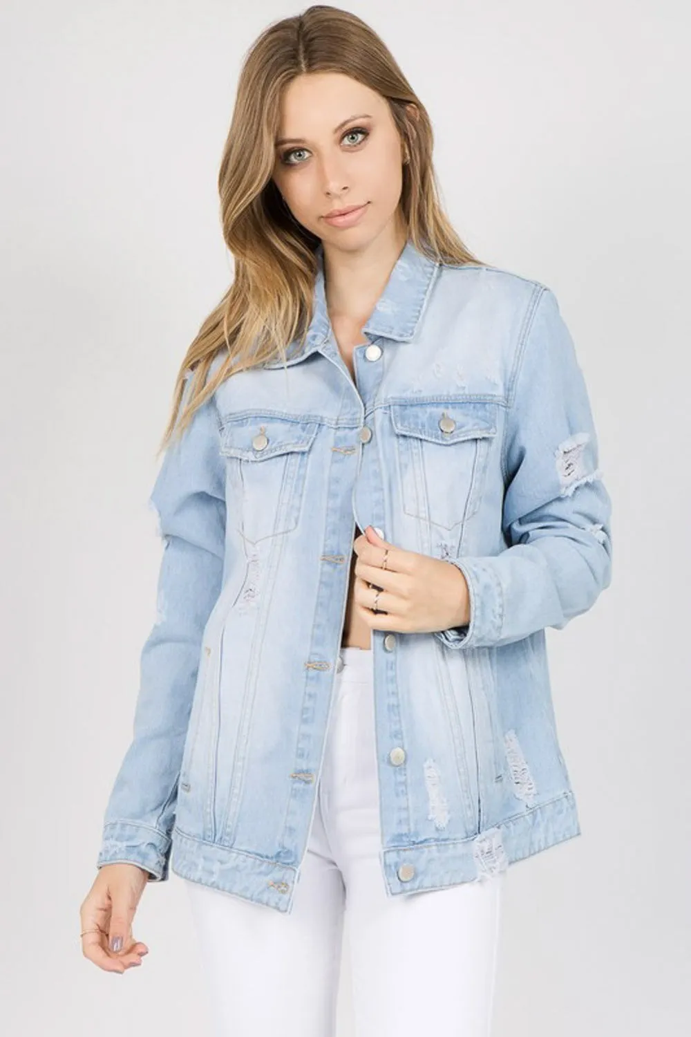 Vintage Patched Distressed Denim Jacket