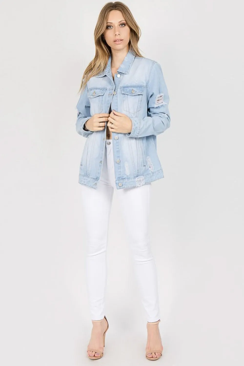 Vintage Patched Distressed Denim Jacket