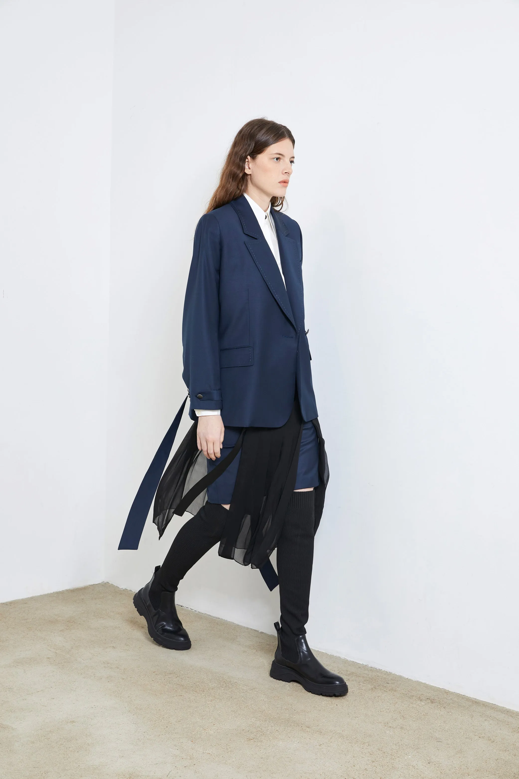 VOLTAIRE petrol blue - wool and silk suit skirt