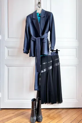 VOLTAIRE petrol blue - wool and silk suit skirt