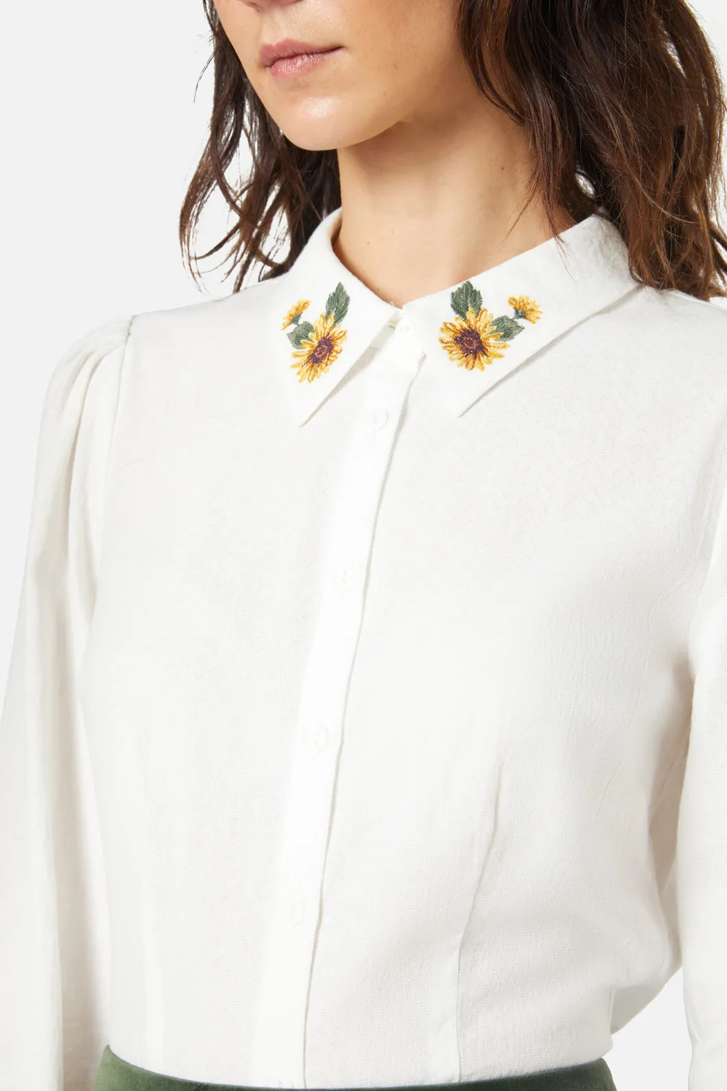 Winter Daisy Embroidered Blouse