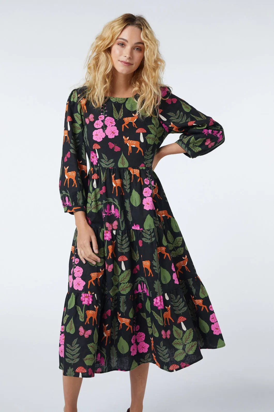 Winter Deer Midi Dress