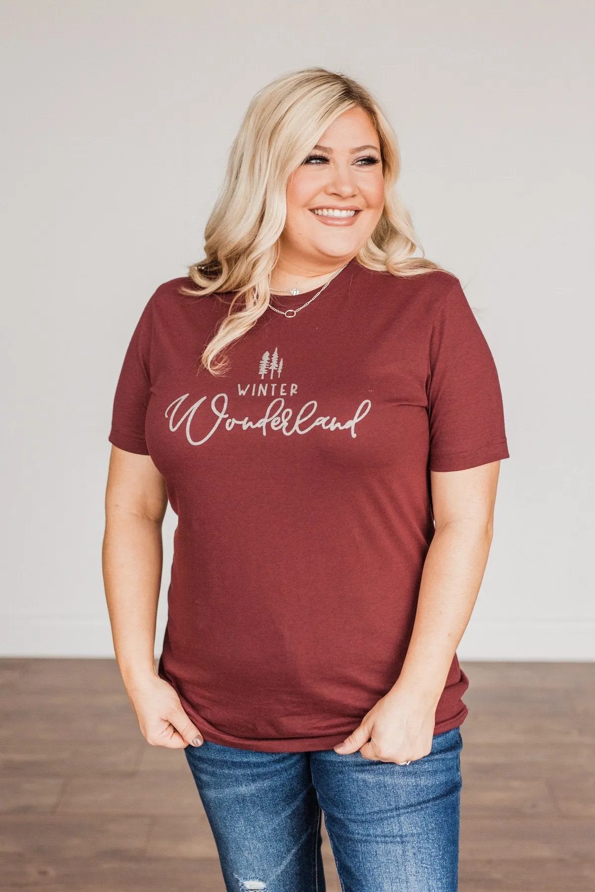 Winter Wonderland Graphic Tee- Burgundy