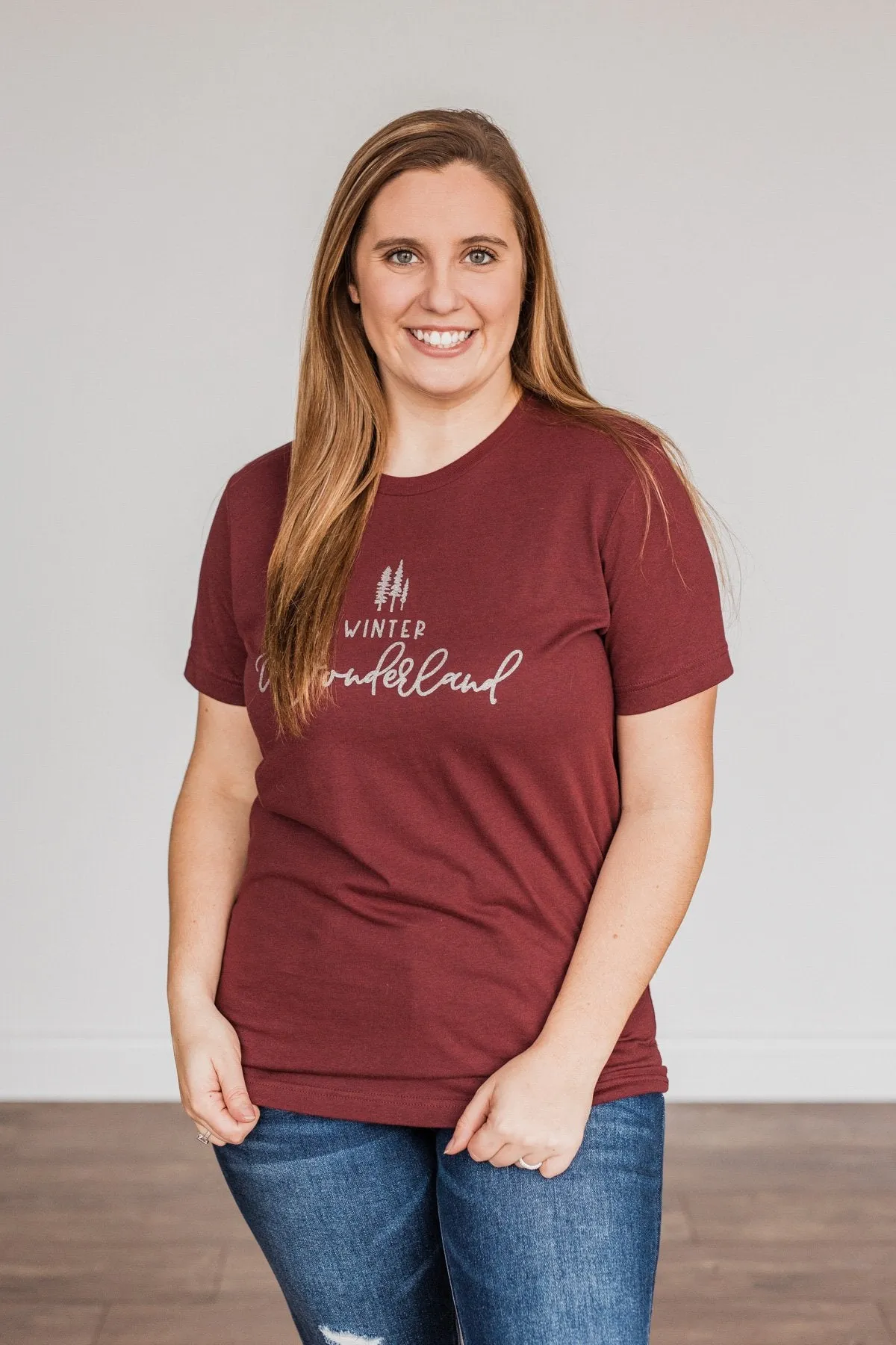 Winter Wonderland Graphic Tee- Burgundy