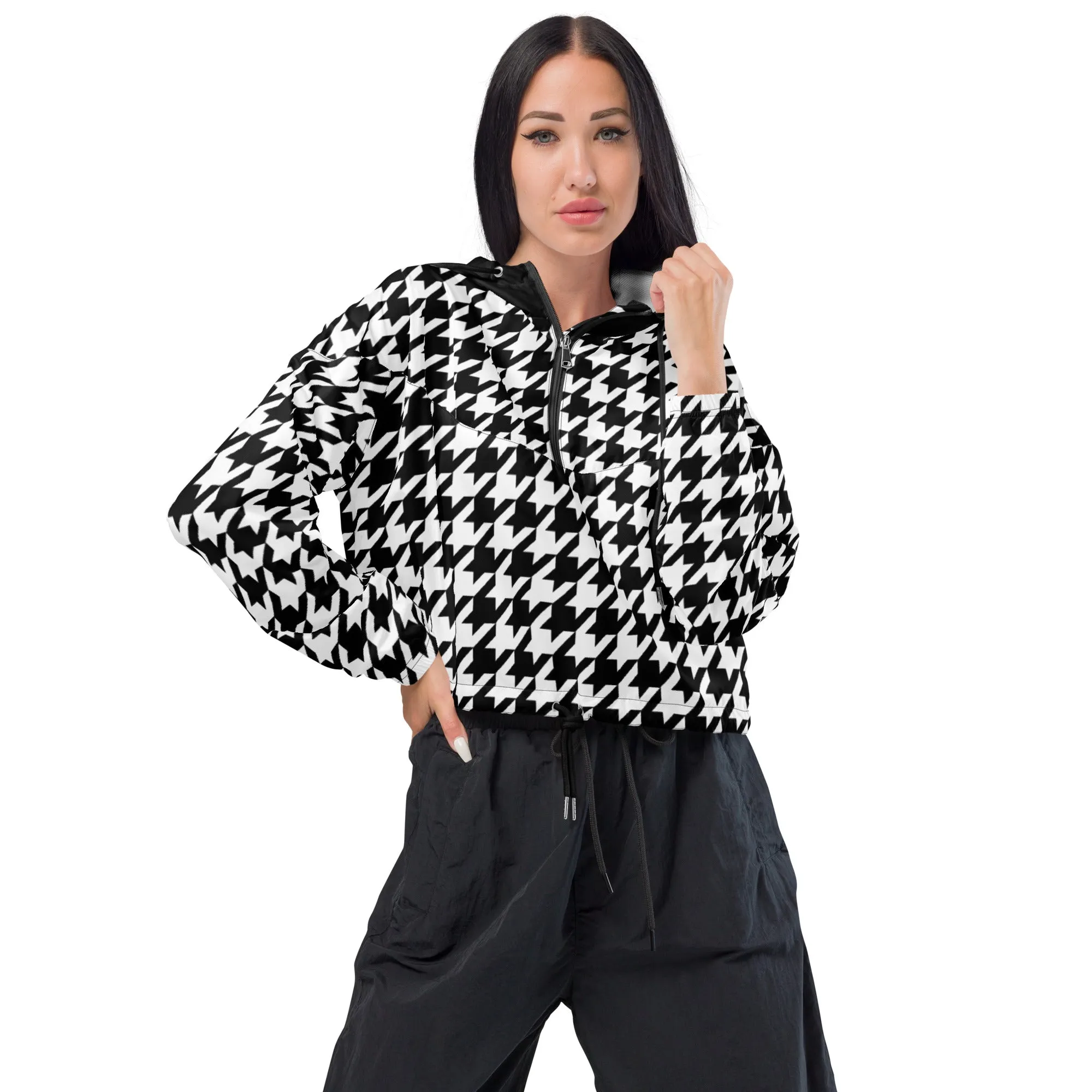 Women’s cropped windbreaker Houndstooth