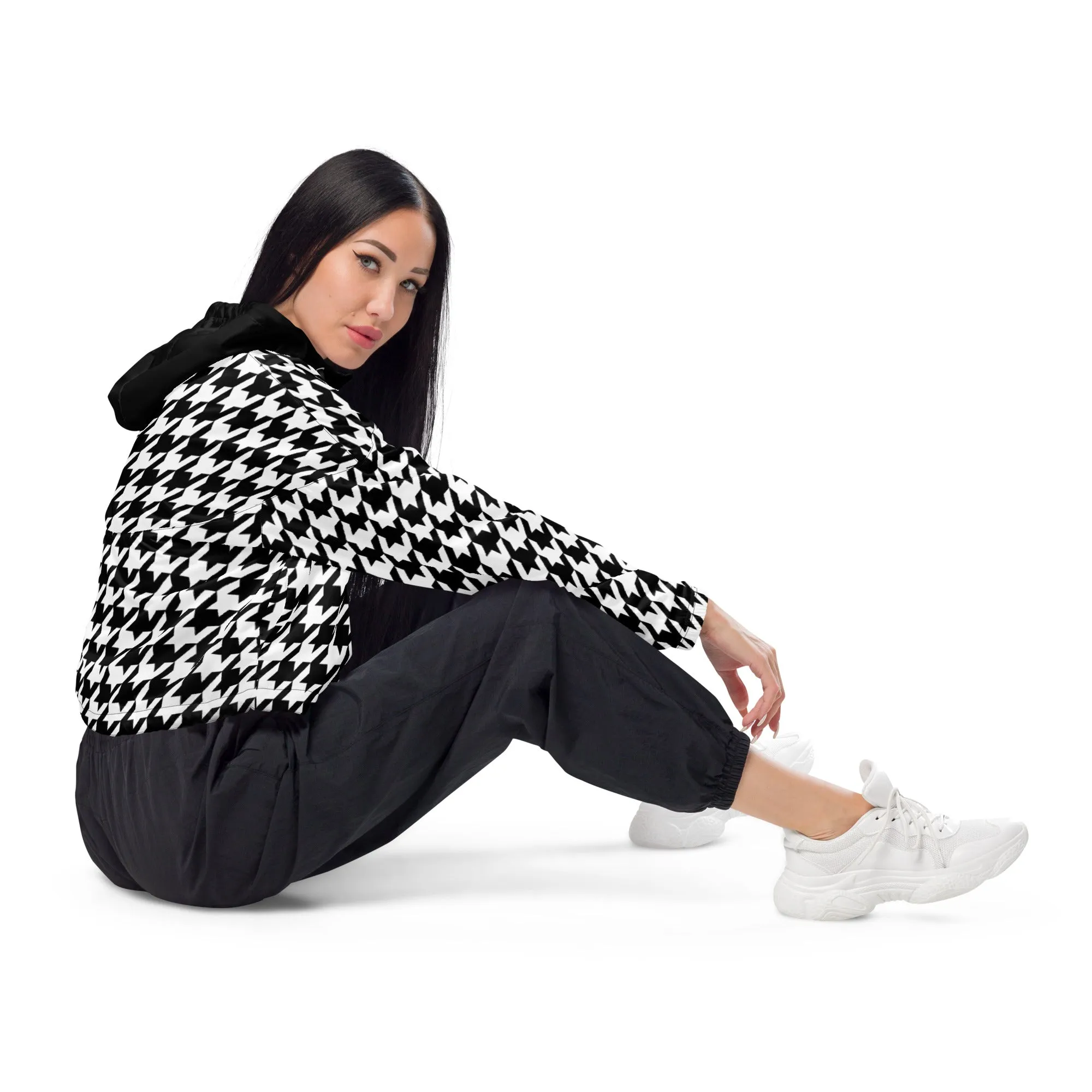 Women’s cropped windbreaker Houndstooth