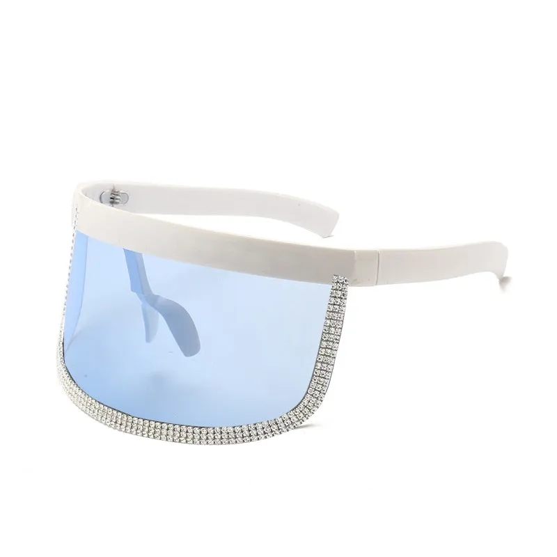 Women's Diamond Oversized Shield Visor Windproof UV400 Sunglasses