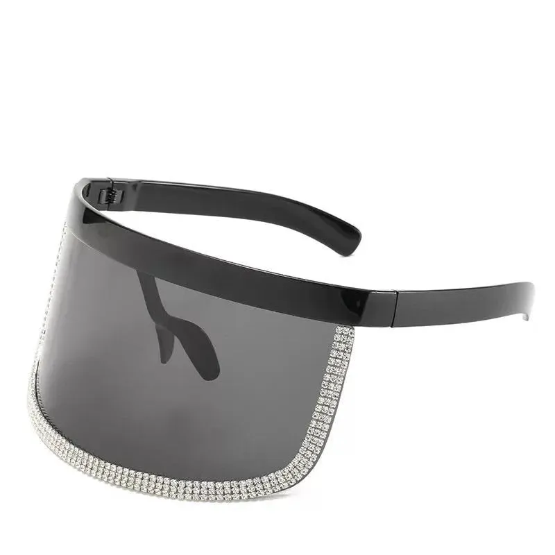 Women's Diamond Oversized Shield Visor Windproof UV400 Sunglasses