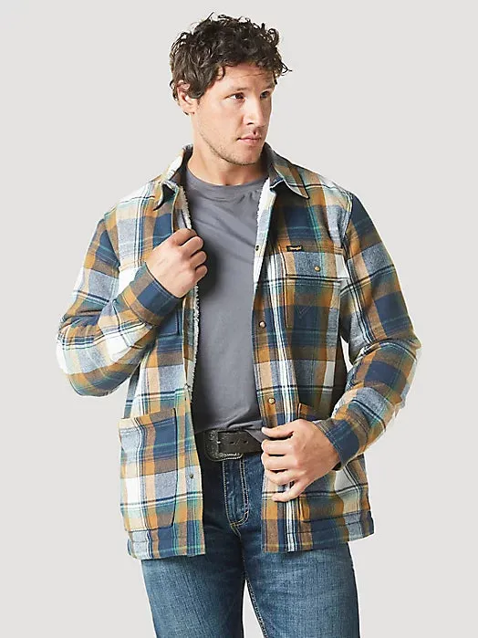 Wrangler Men's Sherpa Lined Flannel Shirt Jacket