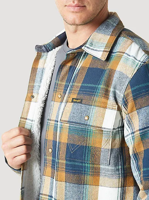 Wrangler Men's Sherpa Lined Flannel Shirt Jacket