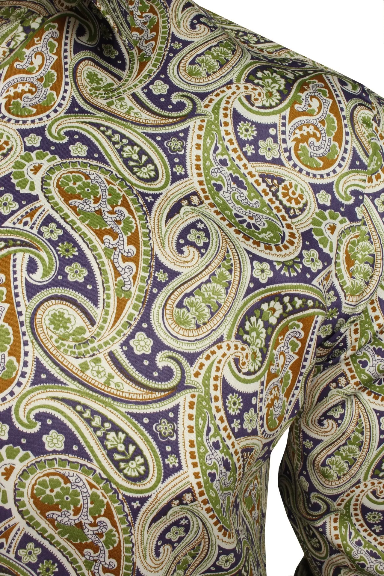 Xact Mens Long Sleeved Paisley Shirt - Slim Fit