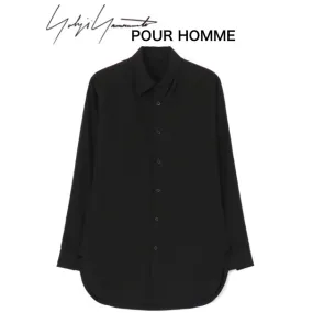 Yohji Yamamoto  |Street Style Long Sleeves Plain Cotton Designers Shirts