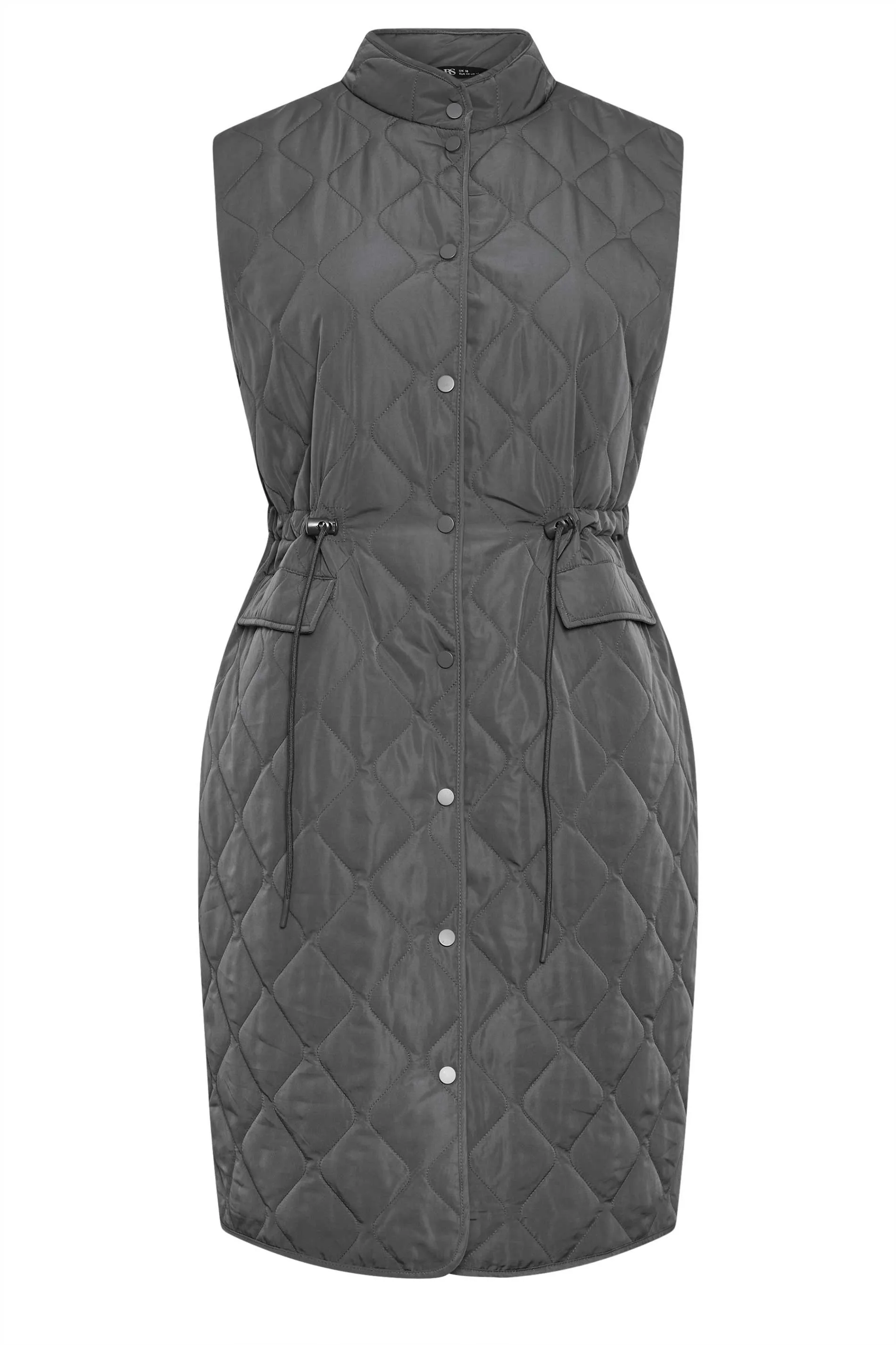 YOURS Curve Grey Lightweight Quilted Midi Gilet