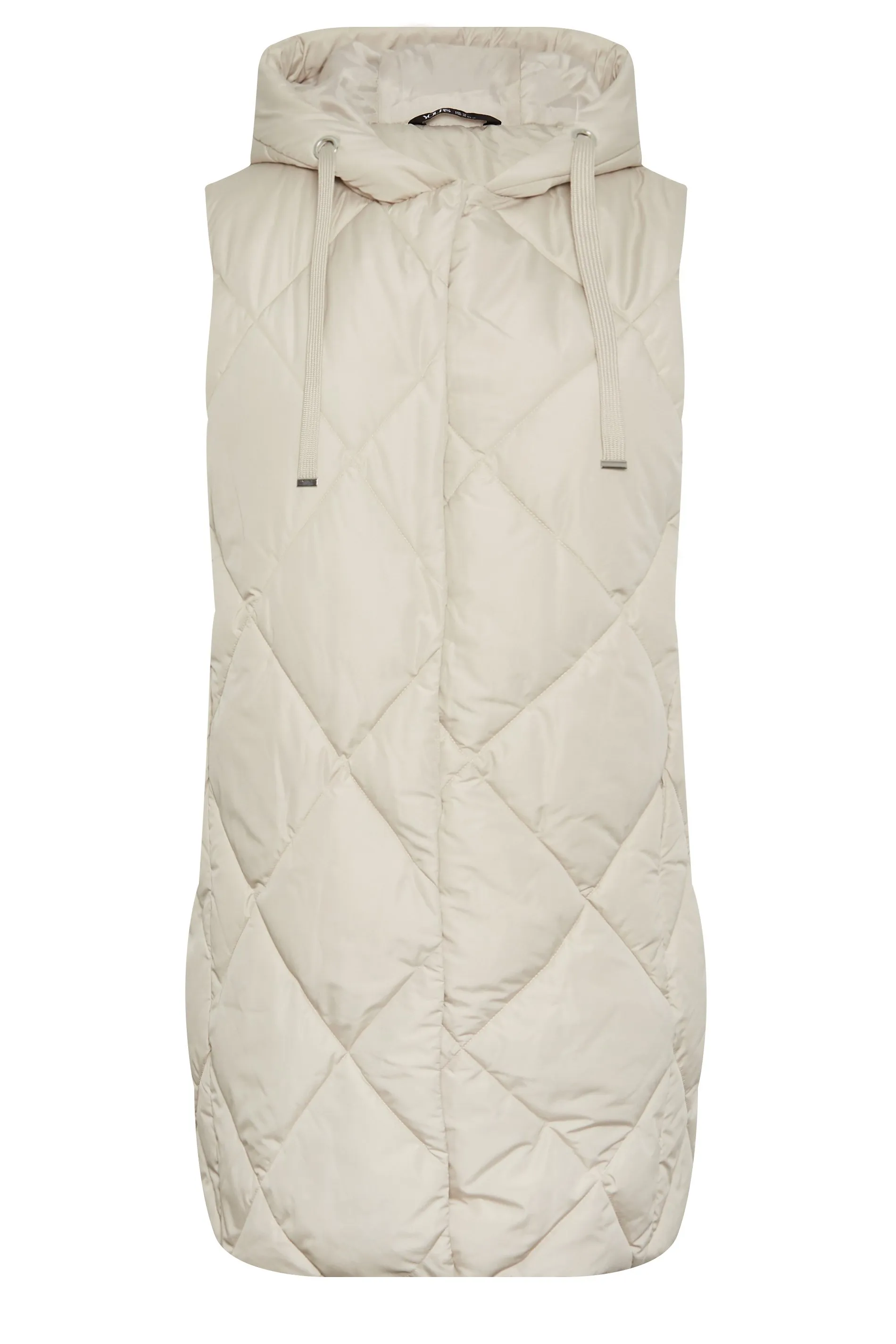 YOURS Curve Ivory White Diamond Quilted Midi Gilet